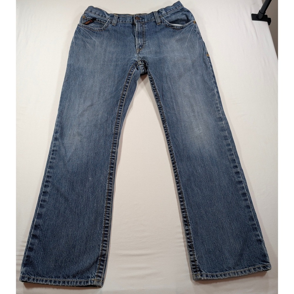Ariat Work FR M4 Low Rise Boot Cut Jeans Mens 36x34 Blue Denim Flame Resistant